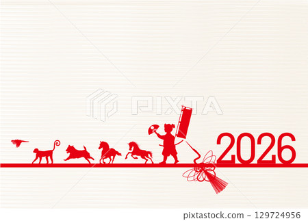 Horse New Year's card zodiac background Horse New Year's card zodiac background 129724956