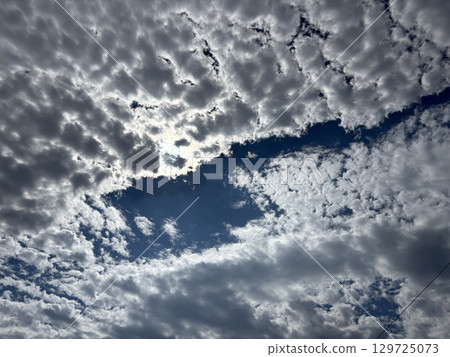 Blue sky peeking through the clouds 129725073