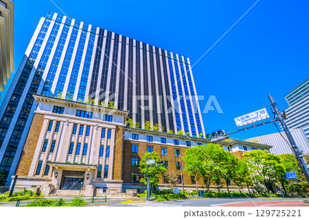 Tokyo cityscape in Japan, including views of the Kudan Kaikan Terrace (15th) 129725221