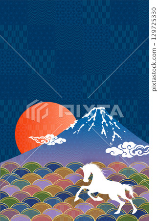 Horse New Year's card zodiac background Horse New Year's card zodiac background 129725330