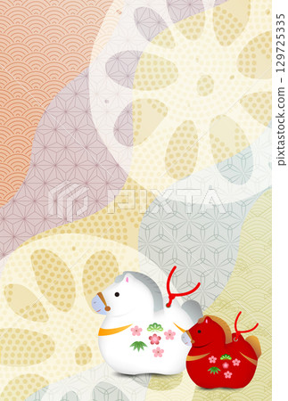 Horse New Year's card zodiac background Horse New Year's card zodiac background 129725335