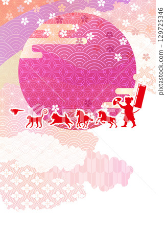 馬年賀卡十二生肖背景 129725346