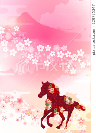 Horse New Year's card zodiac background Horse New Year's card zodiac background 129725347