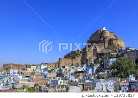 Hindu temple and streetscape on the south side of Mehrangarh Fort Hindu temple and streetscape on the south side of Mehrangarh Fort 129725827