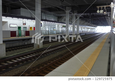 Inside the station under the shade at Okutsugaru-Imabetu Station on the Hokkaido Shinkansen 129725975