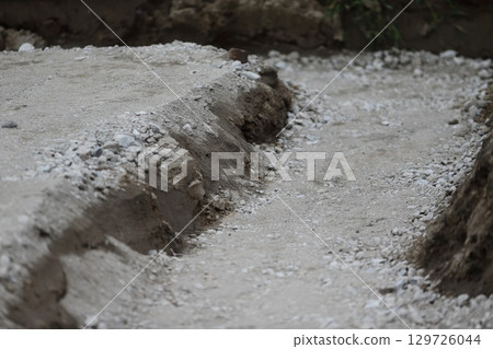 Foundation work for a house (laying the floor before pouring concrete) Foundation work for a house (laying the floor before pouring concrete) 129726044