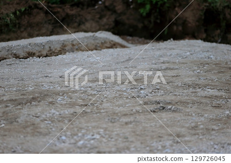 Foundation work for a house (laying the floor before pouring concrete) Foundation work for a house (laying the floor before pouring concrete) 129726045