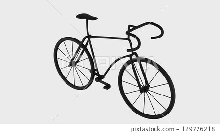 運動自行車的 3D 繪圖,單調,白色背景 運動自行車的 3D 繪圖,單調,白色背景 129726218