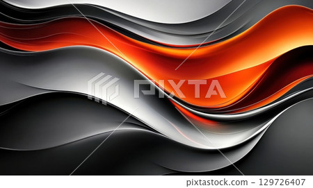 Abstract Orange and Gray Waves 129726407