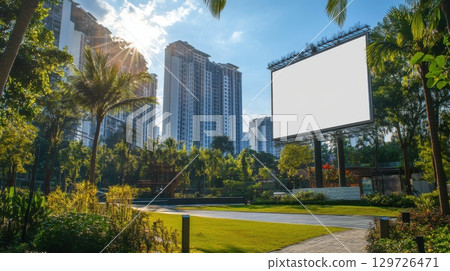 Blank Billboard in Modern City Park 129726471