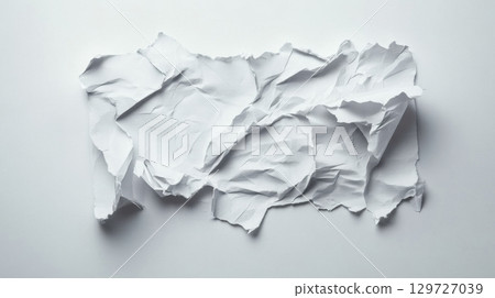 Crumpled White Paper Texture 129727039