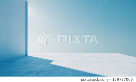 Minimalist Blue Room with Sunlight 129727066