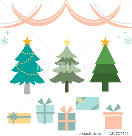 Christmas tree and present illustration set 129727401