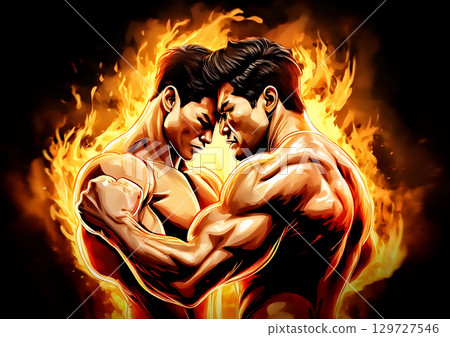 3d illustration of burning muscular muscles 129727546