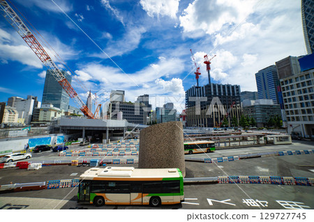 Crane at a construction site in front of Shinjuku Station, Tokyo [Development image] 129727745