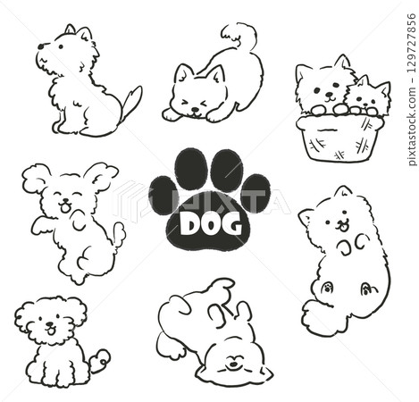 Cute pose set illustration of various dogs - Stock Illustration ...