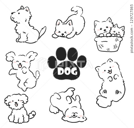 各種狗狗的可愛姿勢集插圖 129727865