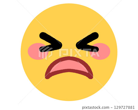 Acha and embarrassed yellow round face icon illustration material Acha and embarrassed yellow round face icon illustration material 129727881