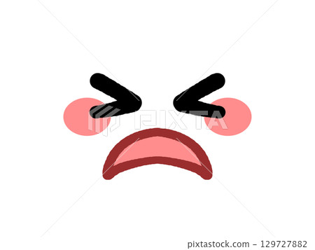 Acha and embarrassed yellow round face icon illustration material 129727882