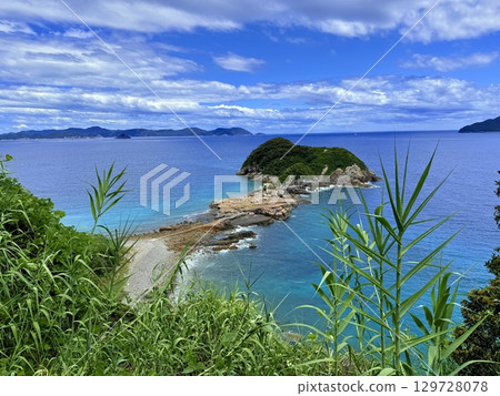 長崎縣五島列島的千疊敷和奈留島的海景，由無人機拍攝 129728078