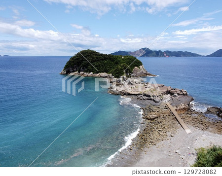長崎縣五島列島的千疊敷和奈留島的海景，由無人機拍攝 129728082
