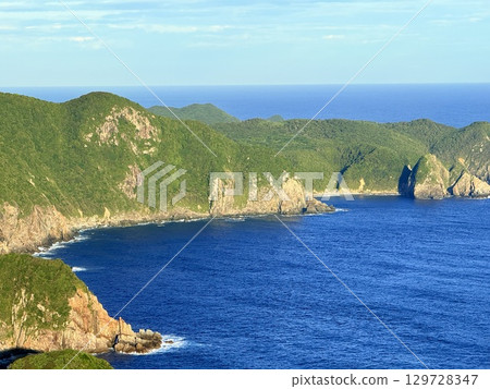 Osezaki Lighthouse and the spectacular sunset view of the sea on Fukue Island in the Goto Islands, Nagasaki Prefecture Osezaki Lighthouse and the spectacular sunset view of the sea on Fukue Island in the Goto Islands, Nagasaki Prefecture 129728347