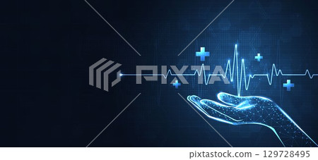 Heart pulse and heartbeat. world heart day. health care medical focus heartbeat for checking the function of the patient heart. modern simple design for medical apps, websites and hospital. vector. 129728495