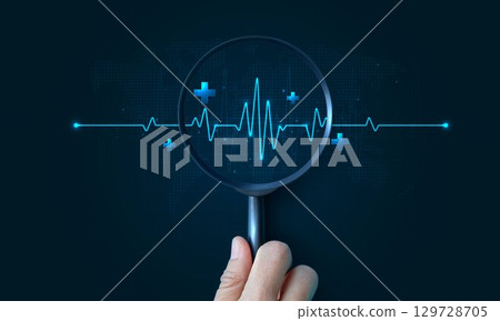 Heart pulse and heartbeat. world heart day. health care medical focus heartbeat for checking the function of the patient heart. modern simple design for medical apps, websites and hospital. 129728705