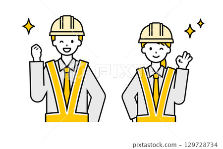 Simple traffic control officer male and female_happy Simple traffic control officer male and female_happy 129728734