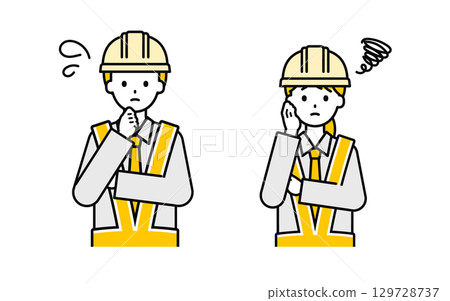 Simple traffic control man and woman_troubled Simple traffic control man and woman_troubled 129728737