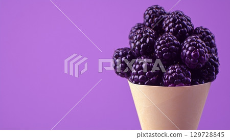 Blackberry fruit on paper grocery wrap eco friendly recycle no plastic 129728845