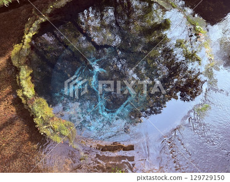 靜岡縣柿田川美麗的鈷藍色泉水 129729150