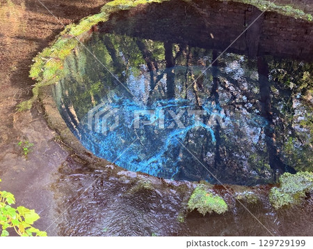 The beautiful cobalt blue spring water of Kakita River in Shizuoka Prefecture The beautiful cobalt blue spring water of Kakita River in Shizuoka Prefecture 129729199
