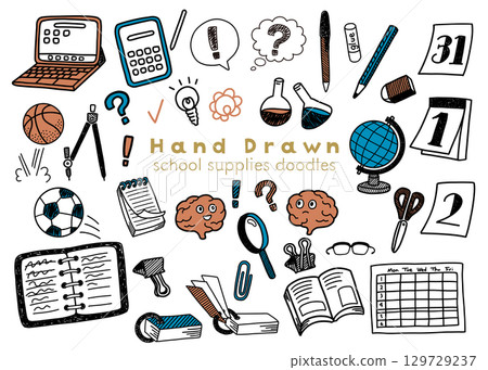 Stationery doodle illustration 129729237