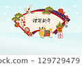 New Year 2026 Chagu Chagu Uma Ko snow scene background 129729479