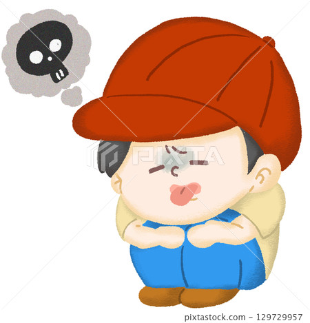 孩子在戶外感覺不舒服的插圖 129729957