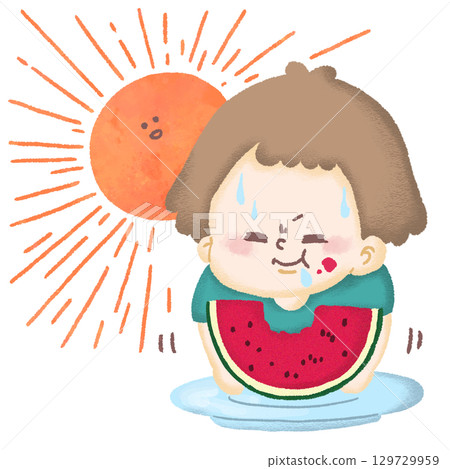 吃西瓜的男孩 129729959