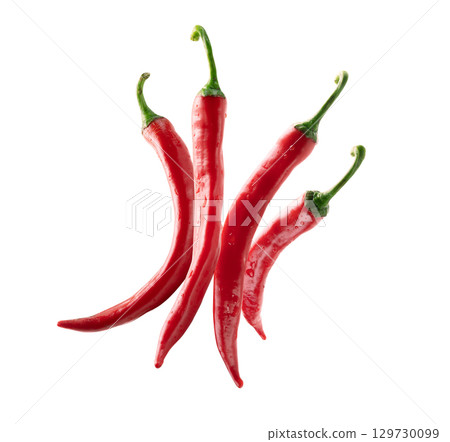 Red hot pepper levitates on a white background 129730099