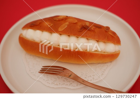 Homemade Cream Bread with Almond Topping Homemade Cream Bread with Almond Topping 129730247