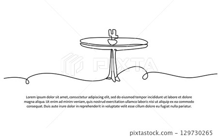 One row of tables. Minimal abstract continuous lines. 129730265