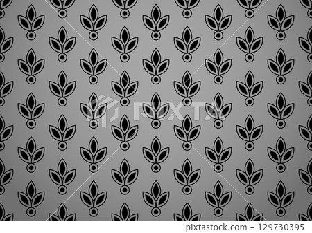 Flower geometric pattern. Seamless vector background. Gray and black ornament. Ornament for fabric, wallpaper, packaging. Decorative print Flower geometric pattern. Seamless vector background. Gray and black ornament. Ornament for fabric, wallpaper, packaging. Decorative print 129730395