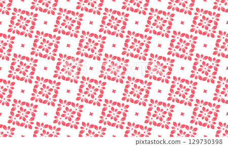 Flower geometric pattern. Seamless vector background. White and pink ornament 129730398