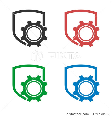 Shield Line Gear Logo Template Illustration Design. Vector EPS 10. Shield Line Gear Logo Template Illustration Design. Vector EPS 10. 129730432