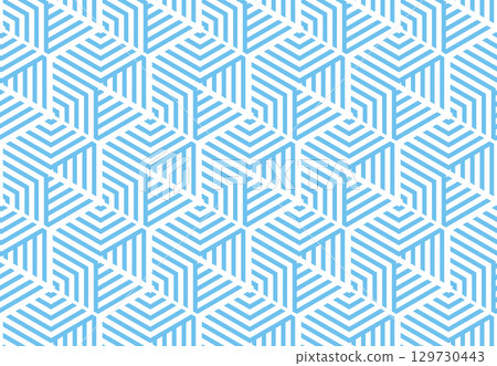 Abstract geometric pattern with stripes, lines. Seamless vector background. White and blue ornament. Simple lattice graphic design 129730443