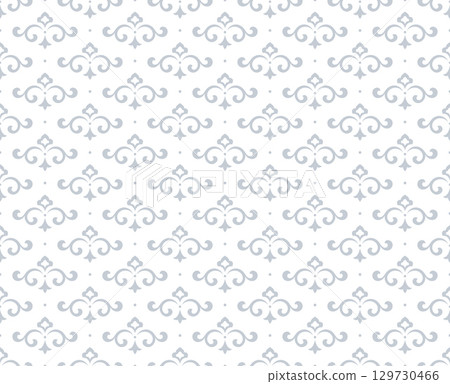 Flower geometric pattern. Seamless vector background. White and gray ornament. Ornament for fabric, wallpaper, packaging. Decorative print 129730466
