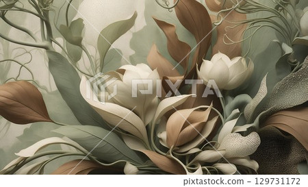 An Elegant Floral Composition that Beautifully Showcases Soft Tones and Exquisite Textures 129731172