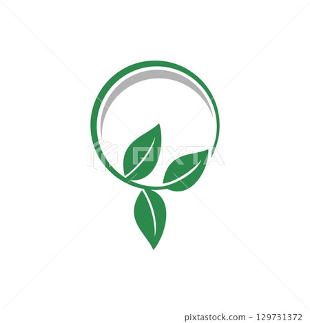 Circle Green Leaves Logo Template Illustration Design. Vector EPS 10. 129731372