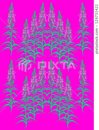 Fireweed, Ivan-tea, Epil bium - meadow grass, flower, honey plant. Seamless textile pattern on a bright pink background. Floral pattern for summer dress fabrics, viscose, silk 129731422