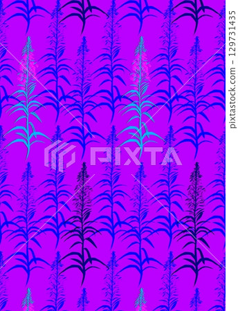 Fireweed, Ivan-tea, Epil bium - meadow grass, flower, honey plant. Seamless textile pattern on a bright pink background. Floral pattern for summer dress fabrics, viscose, silk 129731435