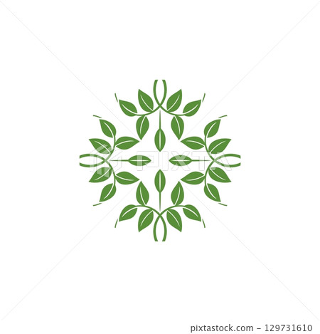 Ornamental Green Leaves Logo Template Illustration Design. Vector EPS 10. 129731610